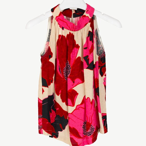 Dries Van Noten Cuzo Fuchsia Floral Halterneck Top - Picture 2 of 10